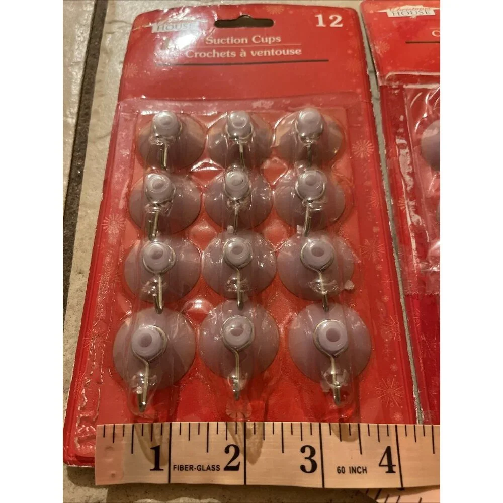 Christmas House 12 Suction Cups With Hooks For Holiday Decorations & Hanging